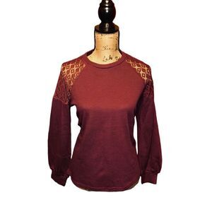 NWT ePretty Maroon Long Sleeve Thermal Top Women's Size Small